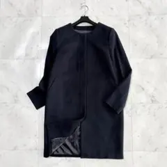 美品　UNTITLED コート　ノーカラー　羊毛　カシミヤ　ネイビー　2のサムネイル