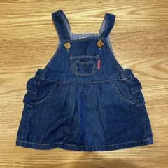 ミキハウス デニム フリル付きジャンパースカート 80cm