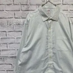 ブルックスブラザーズ長袖シャツ！ストライプ　ホワイトブルーXL 0417