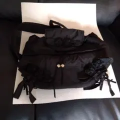 リュックサック ブラック 花 リボン