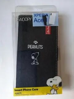 新品SNOOPY XperiaAceⅡ2 手帳型ケーススヌーピーデニムジーンズのサムネイル