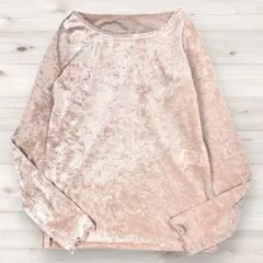 美品VIS ビス クラッシュベロア風 シアートップス ピンク メロウ フリー