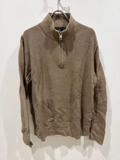 H&M ハーフジップ コットンニット セーター ブラウン