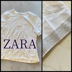ZARA♥️ザラ♥️スタッズストーン装飾TシャツM新品♥️白T
