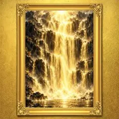 黄金瀑布天光 黄金の滝 開運絵画 金運 招福 浄化 風水 スピリチュアル 御守り