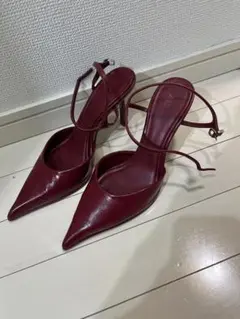 ZARA バーガンディー　ヒール　ミュール　38サイズのサムネイル