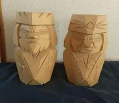 アイヌ 木彫り人形 2体セット