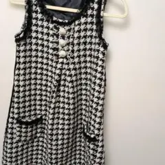 ハウンドトゥース柄 ノースリーブワンピース