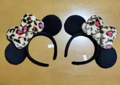 ディズニー カチューシャ ミニーマウス耳カチューシャ ヒョウ柄 ペア セット