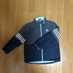 adidas キッズ キルティングジャケット ネイビー/グレー