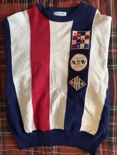 Munsingwear コットンニットセーター LL ネイビー/ホワイト/レッド