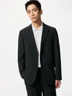 美品 24年モデル ユニクロ 感動ジャケット ウールライク ブラック L