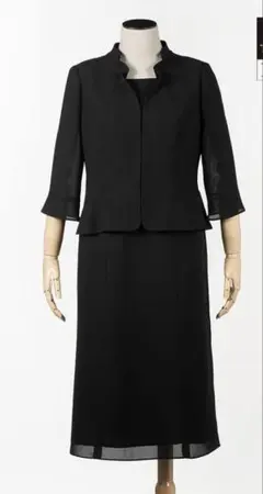 タグ付き✨東京ソワール フォーマルワンピース 洗える ジャケット一体型 黒 L