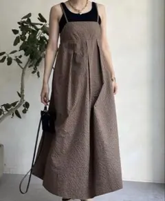 agawd ギンガムチェック　キャミワンピース　ロングワンピース
