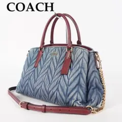 美品 COACH ハンドバッグ2way チャーム付 キルティング デニム