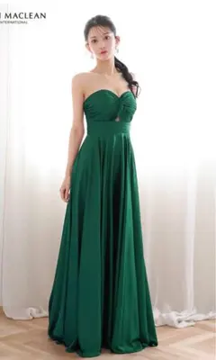 2度使用JEAN MACLEAN ストラップレスロングドレス グリーン