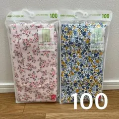 100 ユニクロ レギンス10分丈2点セット レギュラーフィット 花柄