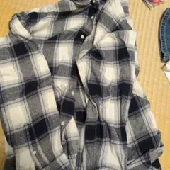 長袖 チェックシャツ ネイビー ホワイトのサムネイル