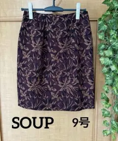 SOUP 花柄ジャガード タイトスカート ワイン、ブラウン系のサムネイル