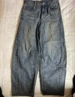 GU バレルレッグジーンズ インディゴ 標準丈M