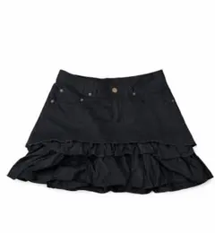 ミニスカート M　ブラック　二段　フリル
