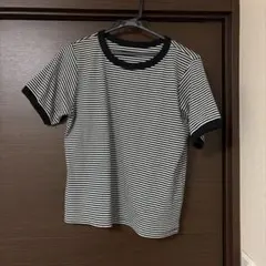 お値下げボーダー リンガーTシャツ 半袖 ブラック ホワイトL