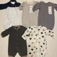 2wayドレスオール、ロンパース 50-60 60-70 サイズ　5点セット