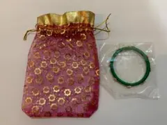 T*O様 緑色の花モチーフバングル インド製　袋付き