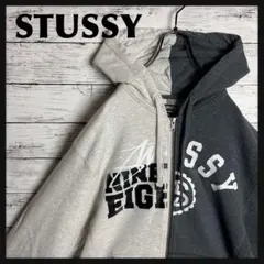 STUSSY◎アシンメトリー カレッジロゴ フルジップ パーカー D425