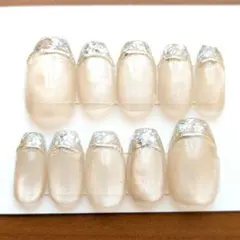 ガラスフレンチ 韓国 ブライダル ネイルチップ