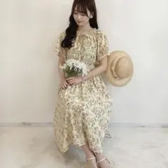 Fi.n.t フィント 小花柄 オフショル ワンピース 黄色のサムネイル