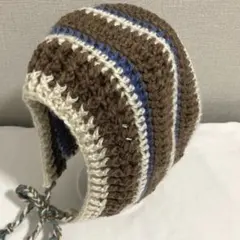 ボンネット バラクラバ 耳当て付き 手編み 編み物 ハンドメイド