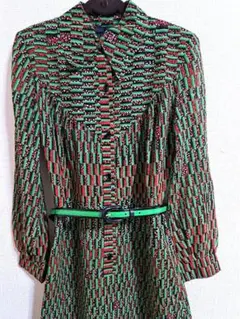 昭和レトロ　ベルト付きワンピース　未使用　11号　ビンテージ