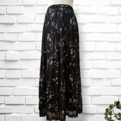 【ダナパリ】花柄 プリーツロングスカート ウエストゴム レディースのサムネイル