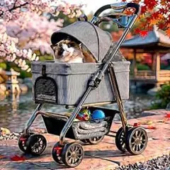 ペットカート 多頭飼い対応 分離型 ワンタッチ折りたたみ 軽量コンパクト 4輪のサムネイル