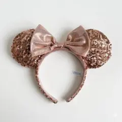 【公式】ミニーマウス スパンコールカチューシャ ローズゴールド