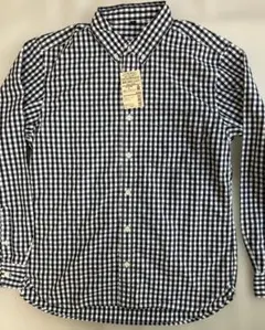 新品 無印 ギンガムチェックシャツ 黒×白　MUJI Lサイズ