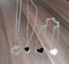 【新品未使用】ネックレス ブレスレット ハート ホワイト ブラック シルバー