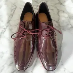 ZARA バーガンディ 厚底レースアップシューズ