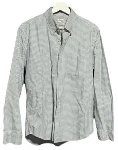 ストライプ　長袖シャツ　古着　日本製　綿100%