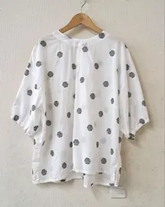 かぐれ ドット刺しゅうワイドプルオーバー ゆったり Vネック シンプル