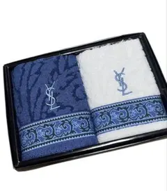 YSL タオルハンカチ 2枚セット ネイビー ホワイト
