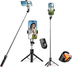 スマホ 三脚 自撮り棒軽量 長さ20cmのタイト172グラム 卓上三脚 リモコンのサムネイル