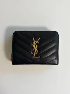 サンローラン 二つ折り財布 コンパクトウォレット ブラック YSL ロゴ