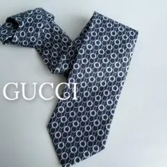 ✨美品✨　GUCCI ネクタイ ネイビーリングパターン