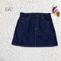 ジーユー　デニムミニスカート　Lサイズ　濃紺　台形　シンプル　大人カジュアル