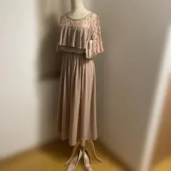 ピンクレースドレス、パンプス、バック３点セット　結婚式お呼ばれ