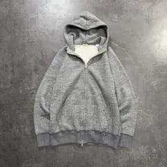 ほぼ新品Two moonビンテージアルミジップパーカー 霜降りグレー針抜きリブL