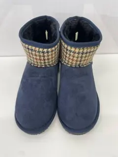 【新品未使用】Harris Tweed ネイビー ムートンブーツ