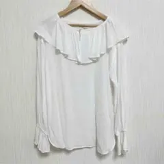 【earth music&ecology】ブラウス 長袖 オフホワイト フリル